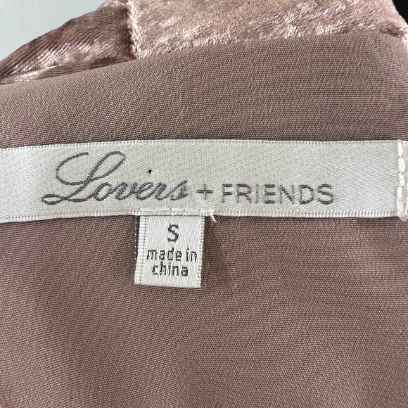 Lovers + Friends Brown Floyd Velvet Top Deep V-Neck Cropped Long Sleeve Size S - Picture 6 of 8